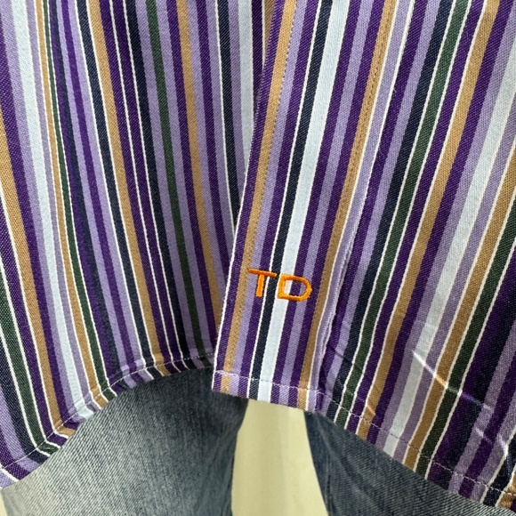 Men’s Thomas Dean Long Sleeve Stripe Dress Shirt Large - Picture 9 of 13